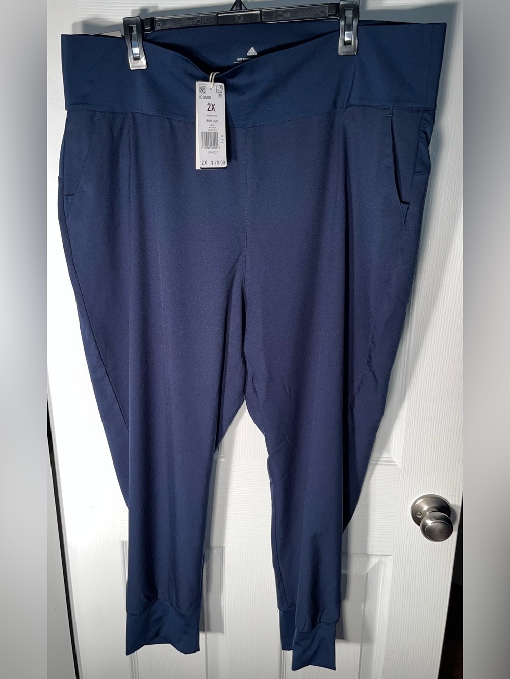 $70 NWT Adidas Womens Golf Stretch Woven Jogger 7/8 Style Pants Crew Navy 2X